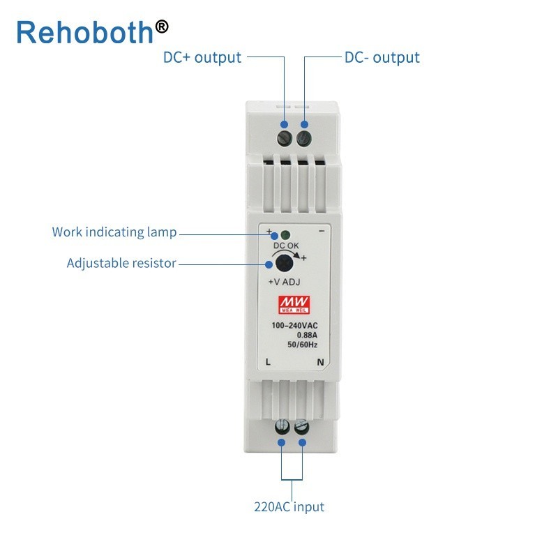 ✹15W 5V 12V 15V 24V  DIN Rail Power Supply Single out Put Protective Switch Power Supply DR-15