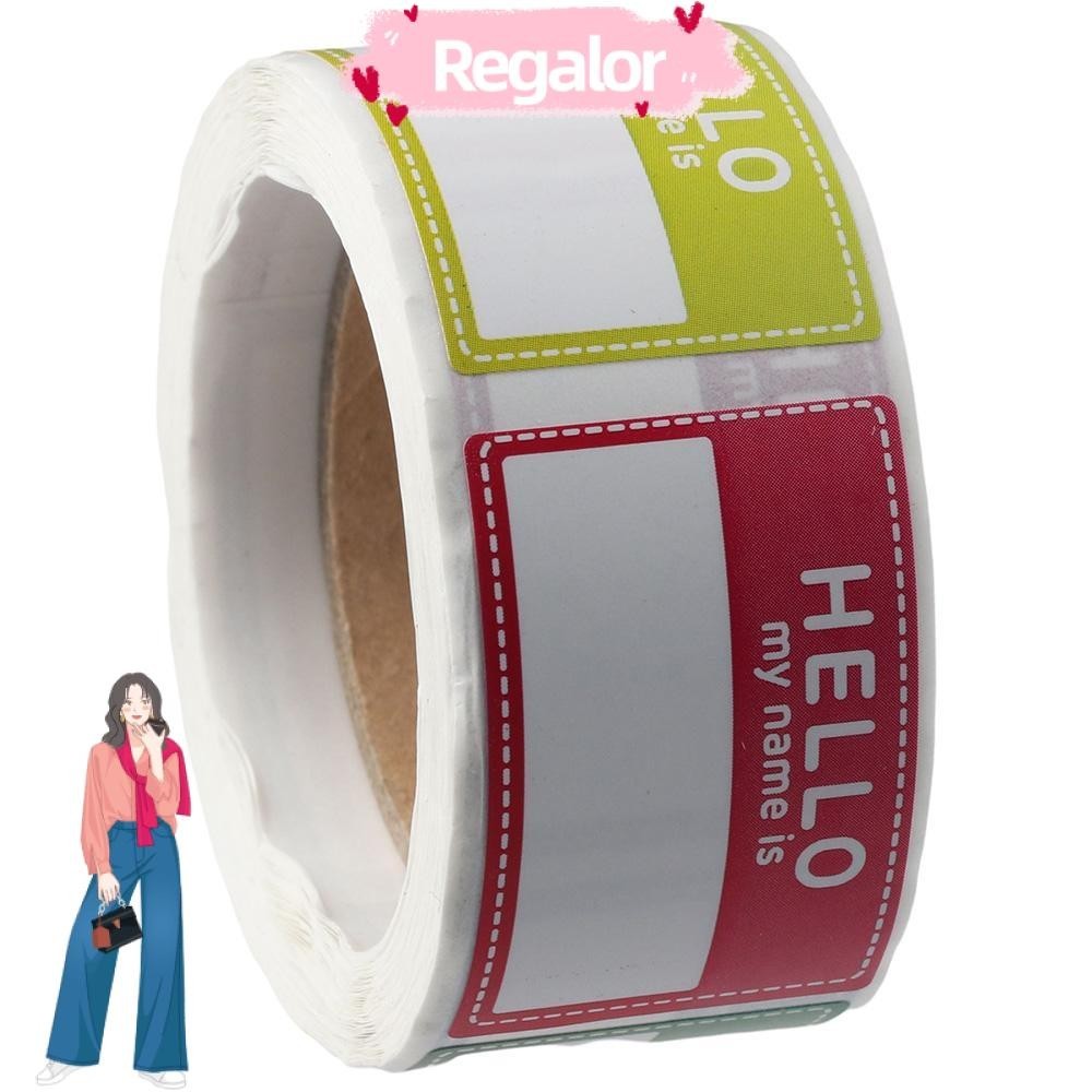 แท็กชื่อ REGOR, สติ๊กเกอร์ชื่อกาวในตัว 200 ชิ้น, สี่เหลี่ยมผืนผ้า 8 สีเปล่า Hello My Name is ป้ายชื่อ Home