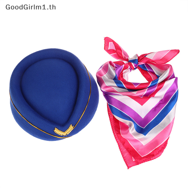 Goodgirlm1 1 ชุดผู้หญิงแอร์โฮสเตสเสื้อผ้าอุปกรณ์เสริมคอสเพลย์ Props เครื่องแต่งกายหมวกแว่นตากันแดดผ้าพันคอถุงมือ TH
