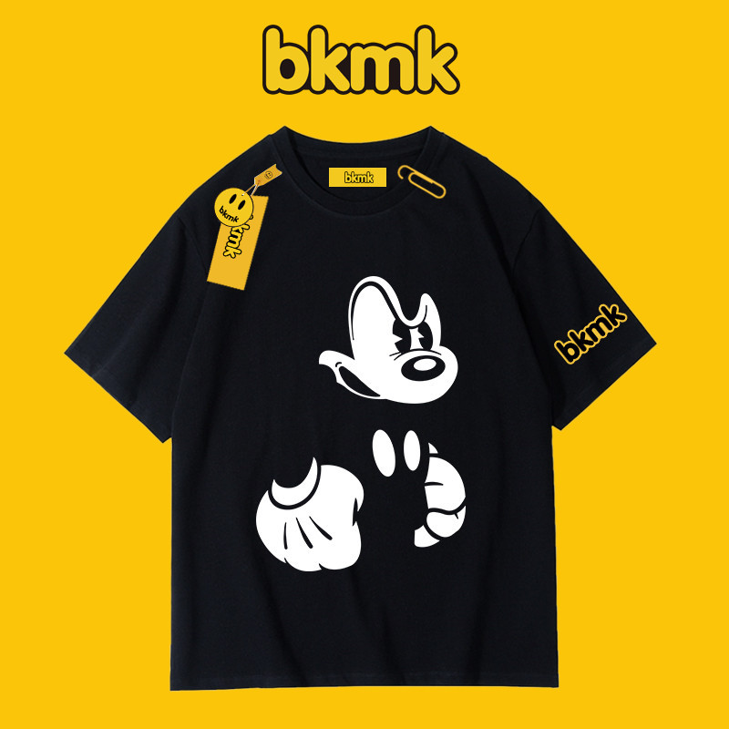 บีเคเอ็มเค การ์ตูนเสื้อยืดแขนสั้นย้อนยุคสําหรับผู้ชายผ้าฝ้