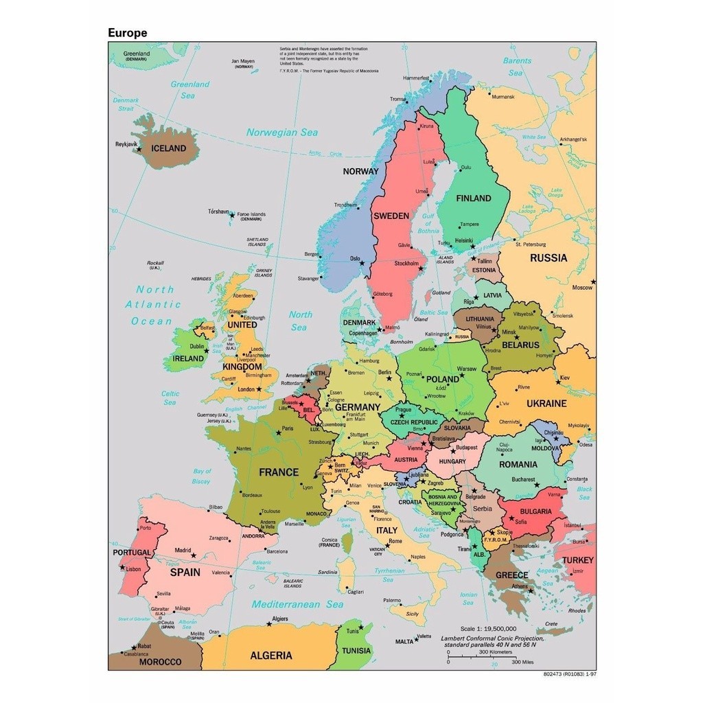 1 Piece Poster MAP OF EUROPE STUDY Art Silk Poster Home Wall Decor