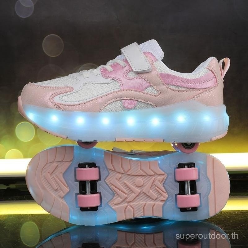 ใหม่ผู้หญิง Double WHEEL Roller skates เรืองแสง Roller skates Roller skates ขนาด29-40 QY1S
