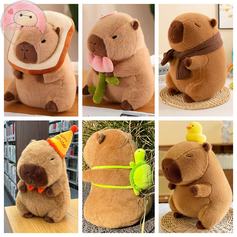 Bwhte 30 ซม.Fluffybara ตุ๊กตาตุ๊กตา Kawaii Capybara ตุ๊กตาของเล่นจําลองสัตว์ตกแต่งบ้านของขวัญวันเกิดเด็ก.