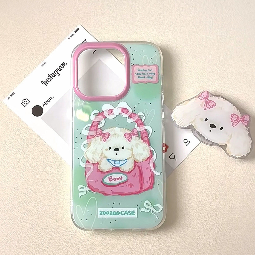 ที่วางโทรศัพท์สุนัขหมึกสาดที่เรียบง่ายและมีสไตล์เข้ากันได้กับ Apple iphone15promax/14pro MAX/13/12/11เคสโทรศัพท์โปร่งใสแบบหุ้มทั้งเครื่อง12MINI/13Promax/7/8PLUS เคสนิ่มกันกระแทกน่ารัก XR/XS/xsmax สำหรับผู้หญิงรุ่นใหม่เคสป้องกัน