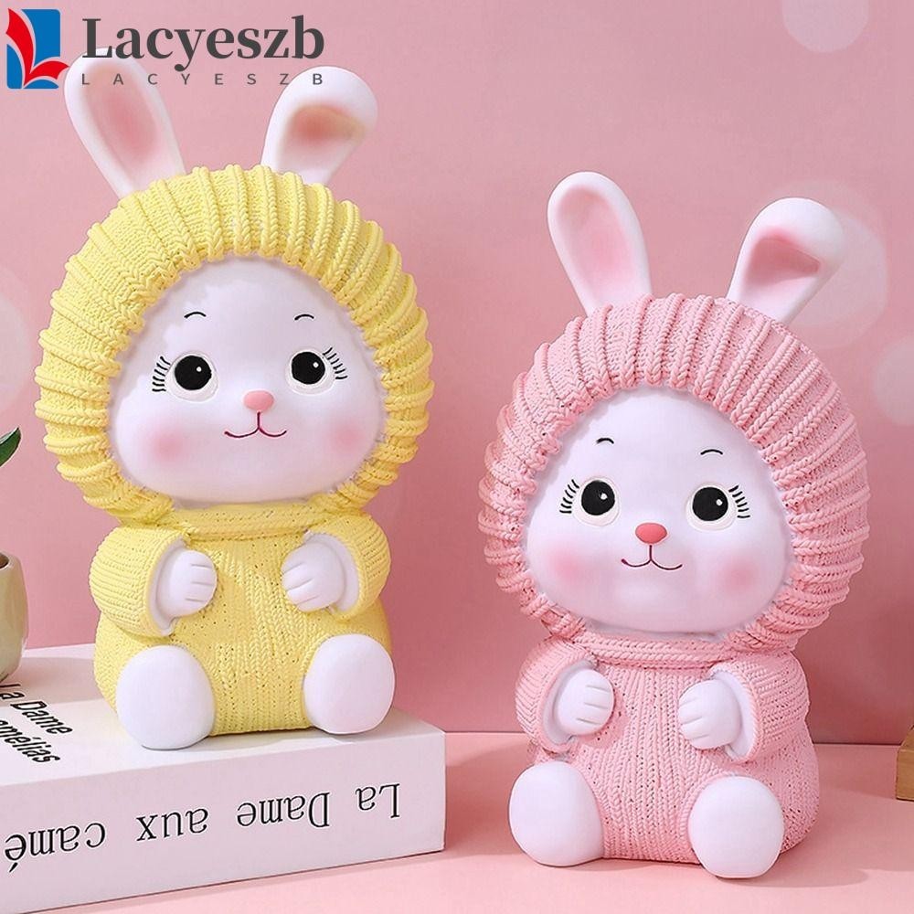 Lacyeszb กระปุกออมสินกระต่าย, ถังเก็บความจุสูงน่ารักป้องกันการตก, กระปุกออมสินไวนิลออกแบบกระต่ายการ์ตูนอเนกประสงค์ของขวัญวันเด็ก