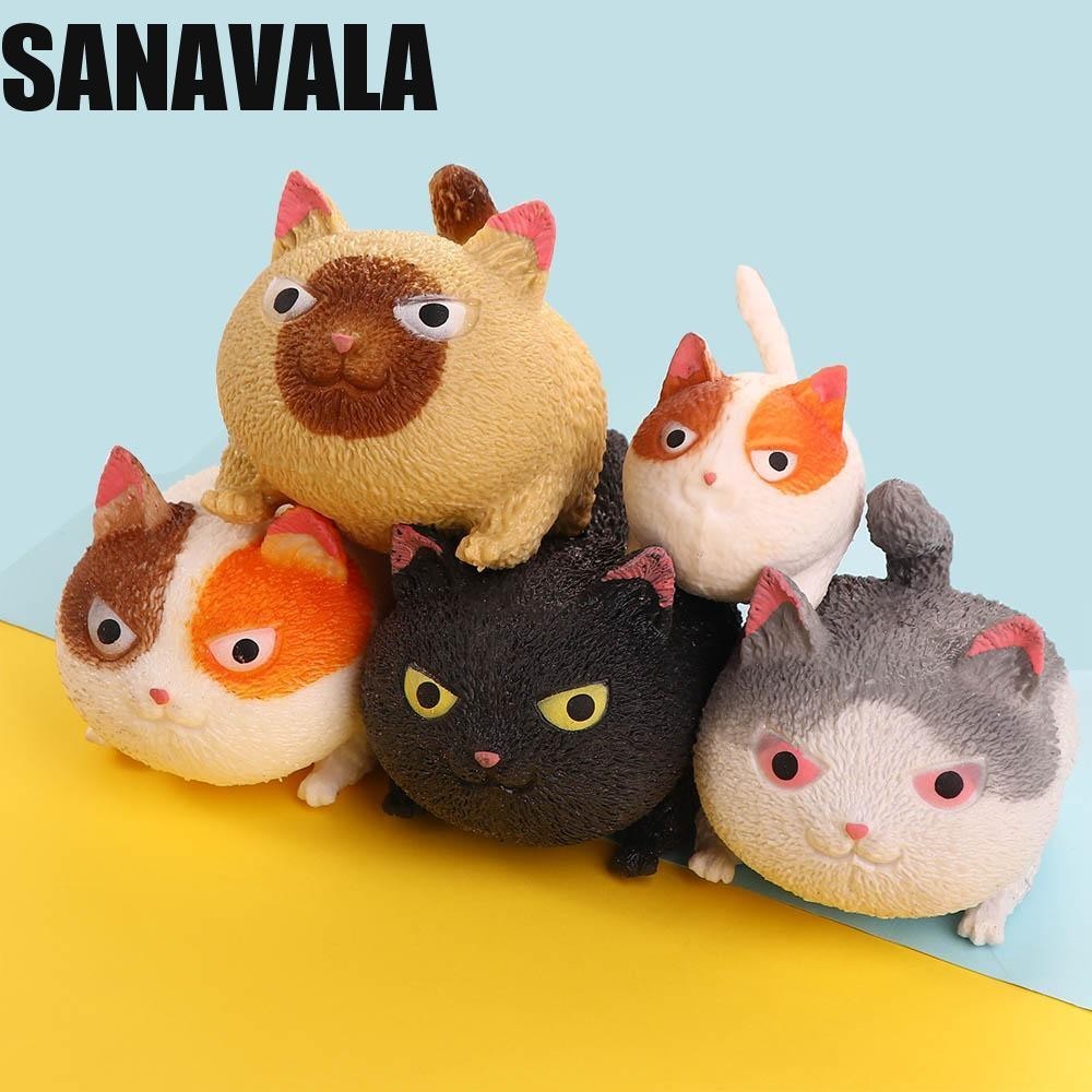 Sanavala บีบสัตว์นุ่มเด็กและผู้ใหญ่ Antistress Cat-shape มินิสัตว์ Angry Cat Squeeze ของเล่นแมว