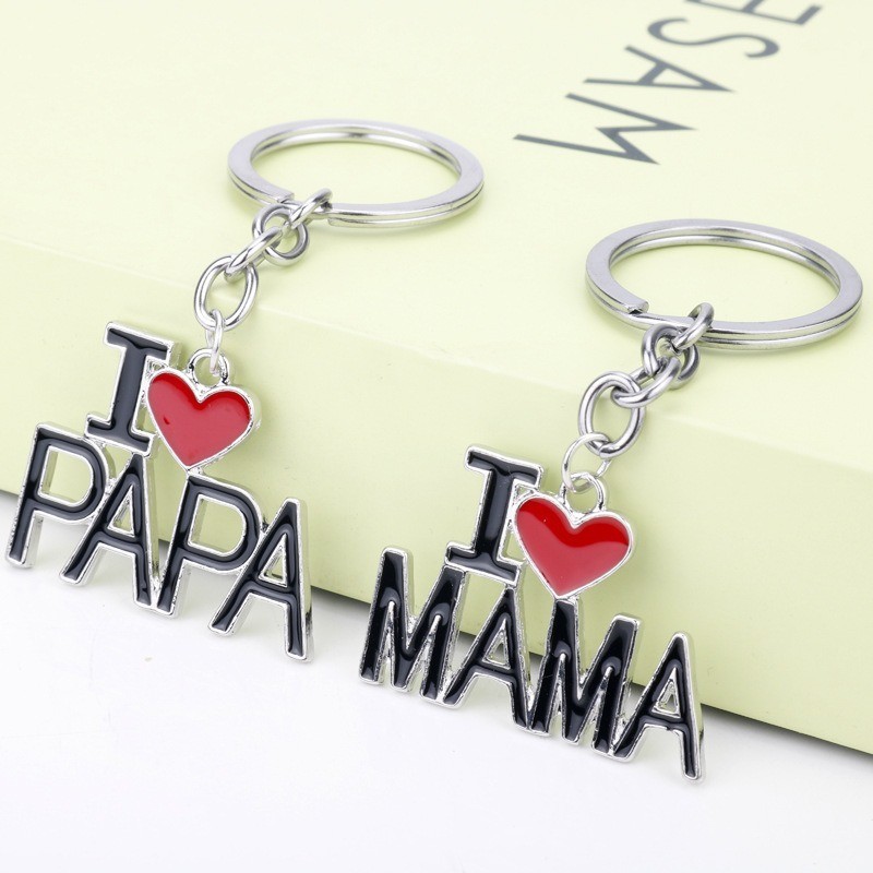 วันแม่วันขอบคุณพระเจ้าของขวัญพวงกุญแจi Heart Mama/Papaโลหะพวงกุญแจสําหรับผู้หญิงผู้ชายกุญแจรถกระเป๋าถือจี้เครื่องประดับ