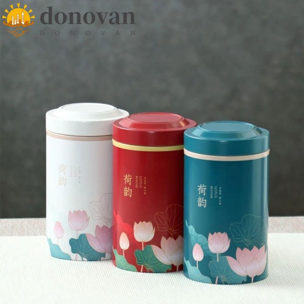 Dodonvan กระป๋องชา, โถเก็บชาแบบพกพาที่หรูหรา, กล่องเก็บของว่าง จานดีบุก Vintage Round Empty Tin Tea Pot โต๊ะกาแฟ