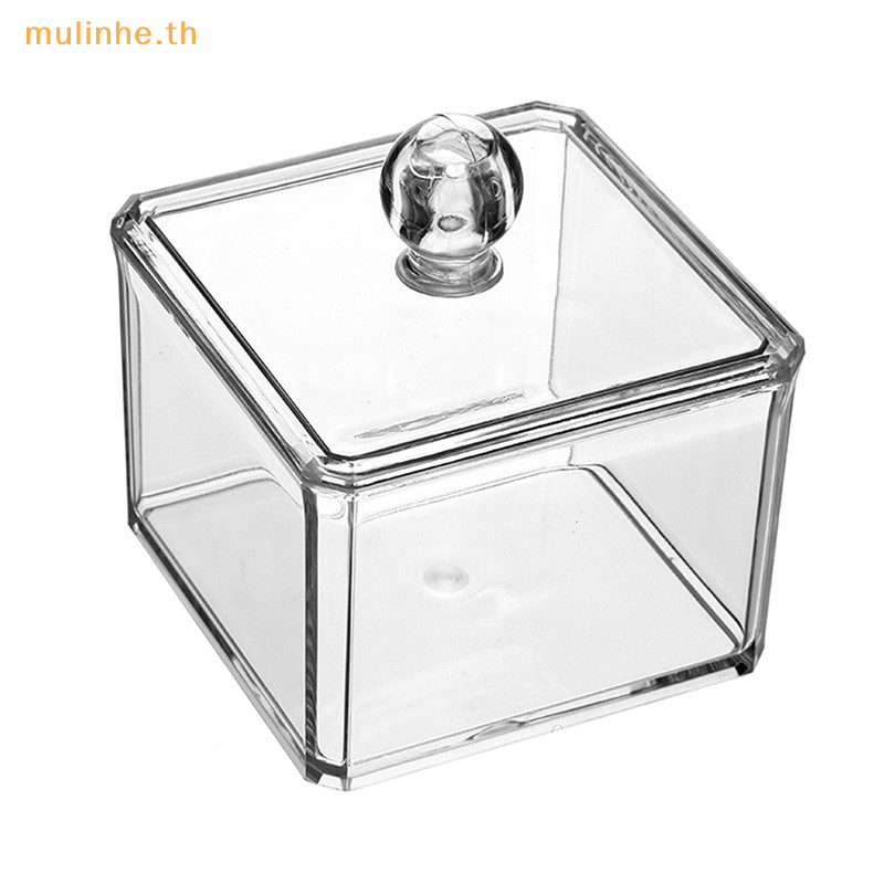 Mulinhe อะคริลิค Stackable กล่องเก็บกันฝุ่นแต่งหน้าสําลีสําลี Dispensers Desktop เครื่องสําอางเครื่องประดับกรณี Organizer TH
