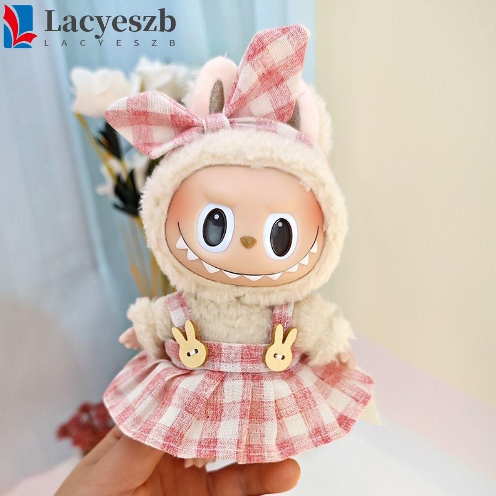 Lacyeszb 1 ชุด Labubu Time Clothes, Camisole Skirt Toy Accessories 15cm Cotton Dolls Clothes, Toy Dress Cute Printing Flower Plush Doll Clothes Cotton Doll Accessories