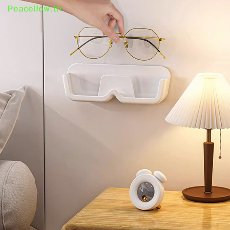 Peacellow Simple ปฏิบัติแว่นตากล่องเก็บติดผนัง Perforated ฟรีแว่นตากันแดด Organizer Rack High-End แก้วตู้โชว์ TH