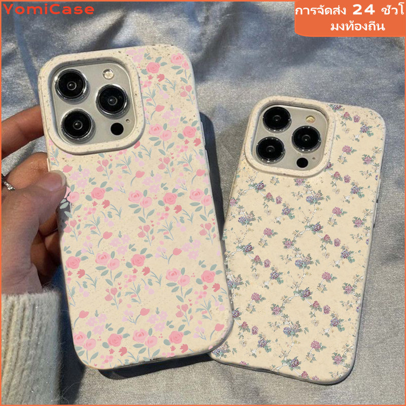 Vintage Flower เคส ไอโฟน11 เคสไอโฟน สําหรับ iPhone 15 14 13 12 XS XR 6 7 8plus SE 15plus 12mini ซอฟท์เคส เเคสโทรศัพท์