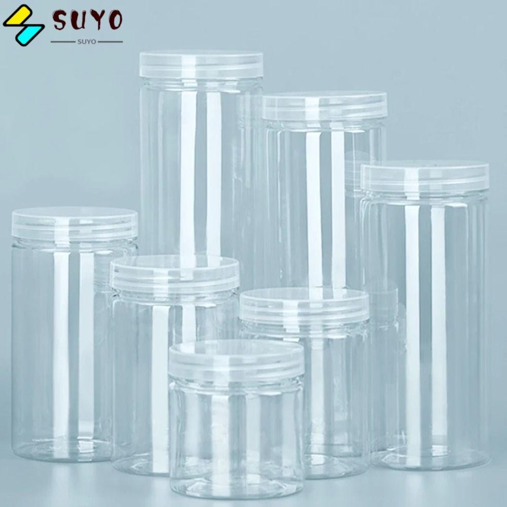 ซูโย กระป๋องปิดผนึกถังเก็บวงกลมพร้อมฝาปิดขวดบรรจุที่ว่างเปล่าขวดอาหารพลาสติกปิดผนึกเกรดอาหาร