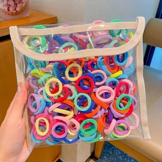50ชิ้น/100ชิ้นชุดผูกผมสําหรับเด็กแฟชั่นเกาหลีที่เรียบง่ายยืดหยุ่นสูงยางรัดอุปกรณ์ผมเด็ก