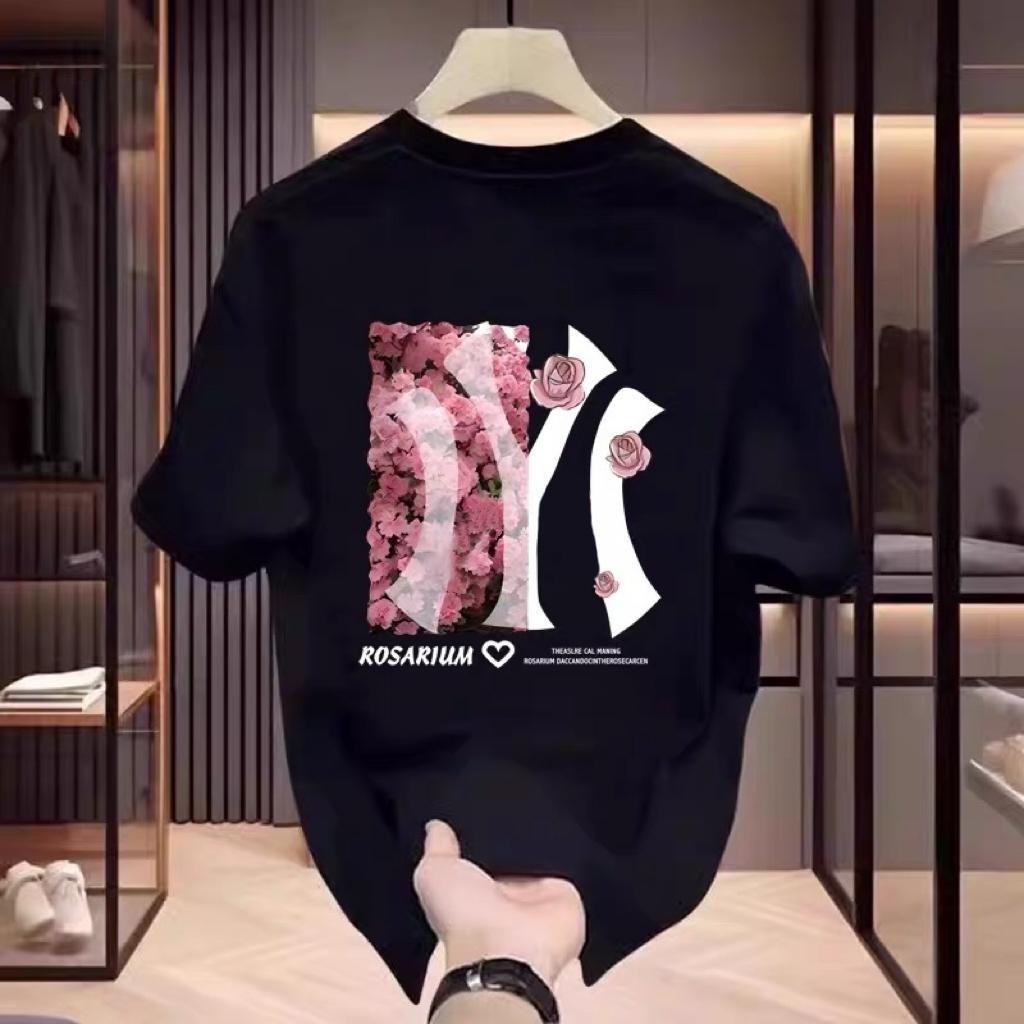 You-T เสื้อแขนสั้น สวมใส่สบาย พิมพ์ "NY1" ไม่จำเป็นต้องรีดผ้า ผ้าฝ้าย 100% เสื้อยืดคอกลม ยูนิเซ็กส์ รุ่น S-4XL