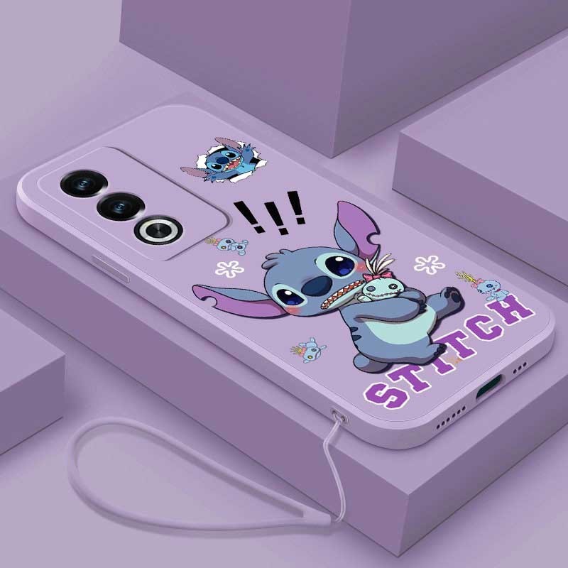 Oppo A3 Pro A3pro น่ารัก Feared Stitch Case Liquid Casing การออกแบบการ์ตูน Soft Frosted Rubber Cover