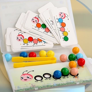 GeeToy คลิปไม้ลูกปัดเกมการจับคู่สีชุดการเรียนรู้ Fine Motor Movement Training Montessori ของเล่นเพื่อการศึกษาสําหรับเด็ก