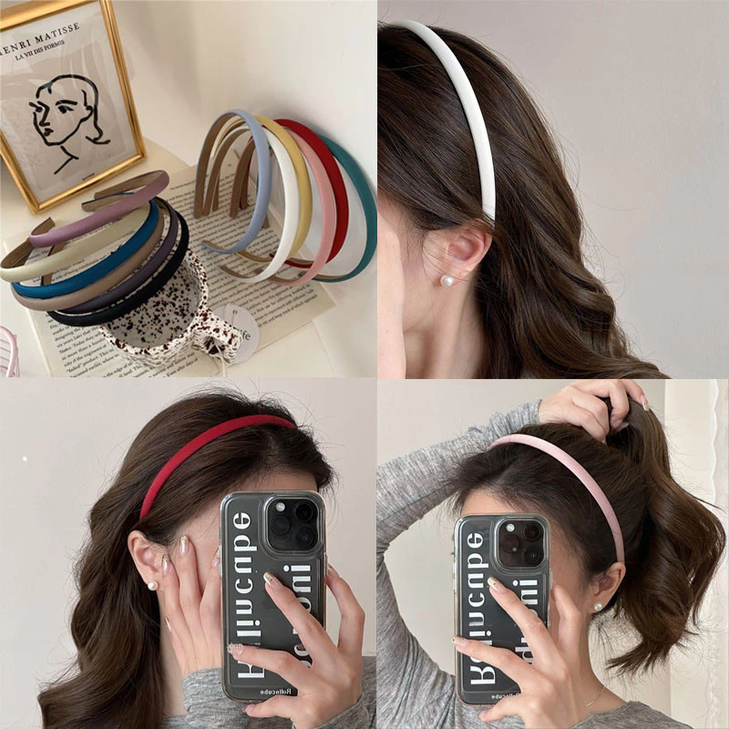 หญิงสาว INS ยอดนิยมเกาหลีบางวินเทจซาติน Headwear ที่คาดผม