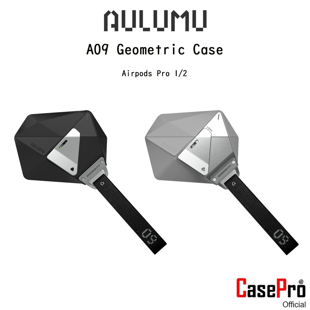 Aulumu A09 Geometric Case เคสกันกระแทกโลหะเกรดพรีเมี่ยม เคสสำหรับ AirPods Pro 1/2