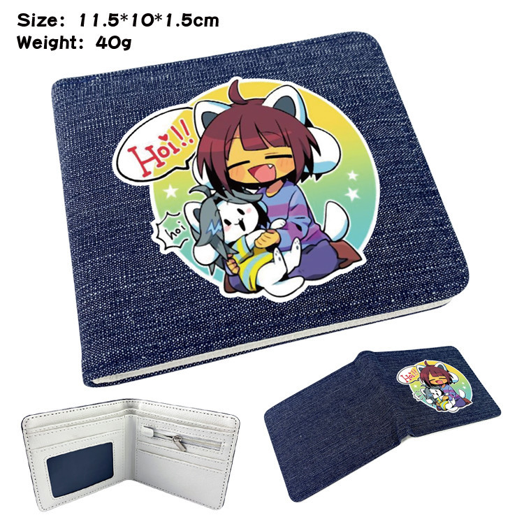 Underple Sans การ์ตูนอุปกรณ์ต่อพ่วง Denim Casual ID กระเป๋าสตางค์ใบสั้นกระเป๋าเงินเหรียญเยาวชนของขวัญนักเรียน