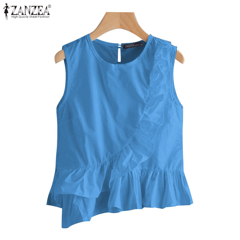 ZANZEA ซานเซีย เสื้อกล้ามแขนกุดสีทึบลําลองเกาหลีสําหรับผู้หญิง