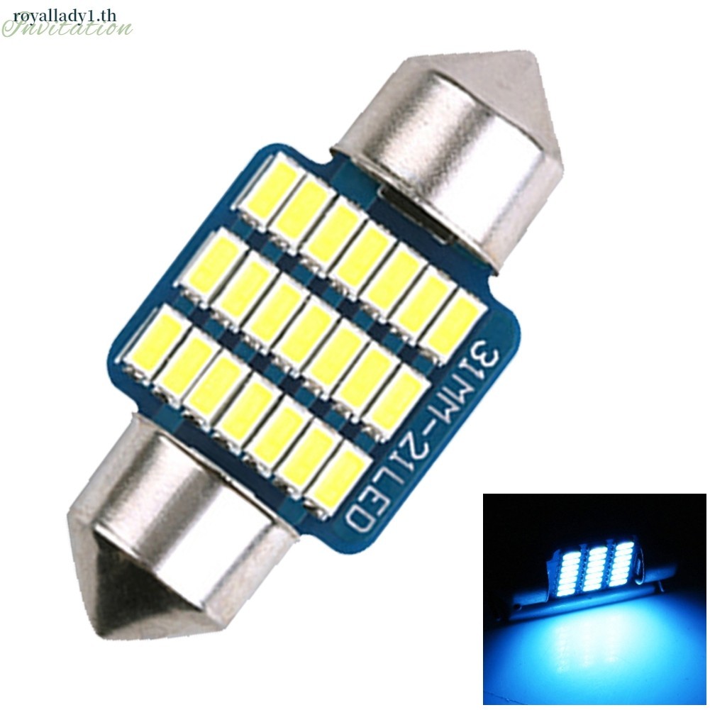[มีในสต็อก] 1x 31MM 21SMD ไฟอ่านหนังสือหลังคา LED รถยนต์ปลายคู่ถอดรหัสไฟป้ายทะเบียน