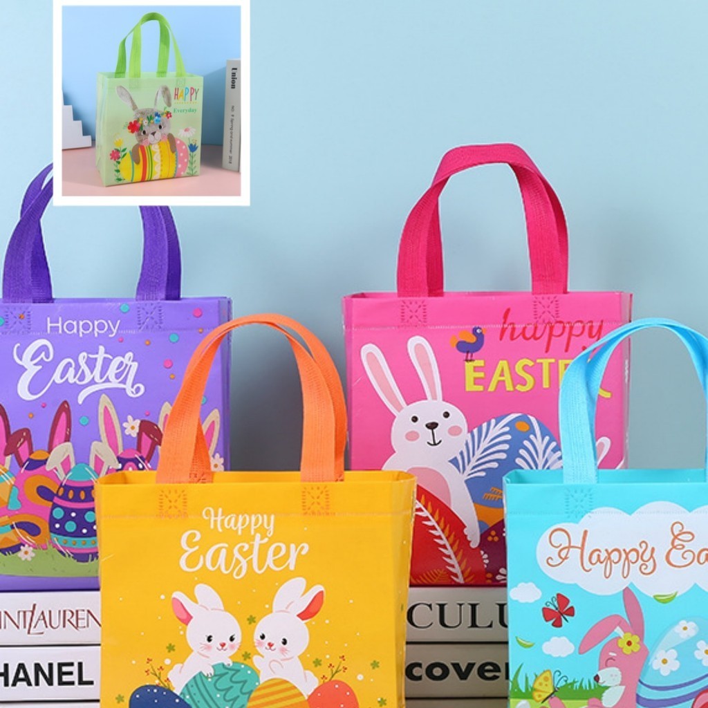 🎁 🎁พร้อมส่ง กระเป๋าถือ ลายการ์ตูน ถุงผ้าไม่ทอ ผ้าสปันบอนด์ ถุงหิวช้อปปิ้ง น่ารักๆ น้ำหนัก:  25G