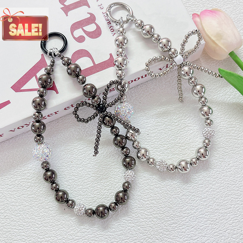 Bl Creative Bow Bead Phone Lanyard สั้นมือลูกปัดจี้พวงกุญแจ Universal Anti-lost โทรศัพท์ Lanyard กระเป๋าเป้สะพายหลังตกแต่ง A
