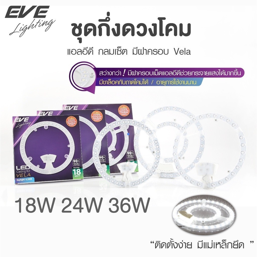 ชุดแผงแอลอีดี นีออนกลม แผงไฟ ชุดกึ่งดวงโคม แอลอีดี แบบกลม มีฝาครอบ รุ่น Vela 18W 24W 36W แสงขาว, แสงเหลือง