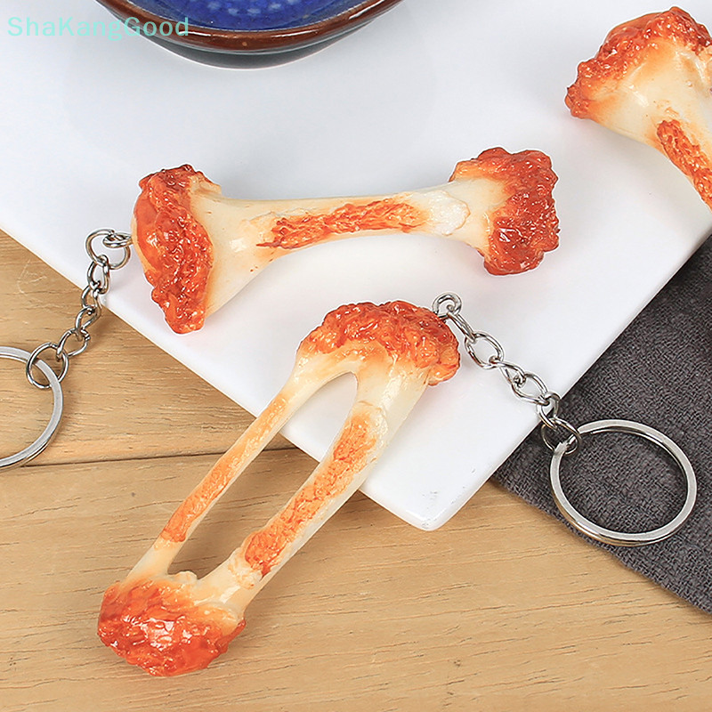 Skth PVC ปีกไก่กระดูก Charm จําลองขาไก่กระดูกแหวนกุญแจ Props เลียนแบบอาหาร Key Chain กระเป๋าจี้ของขวัญตกแต่งน่ารัก SKK