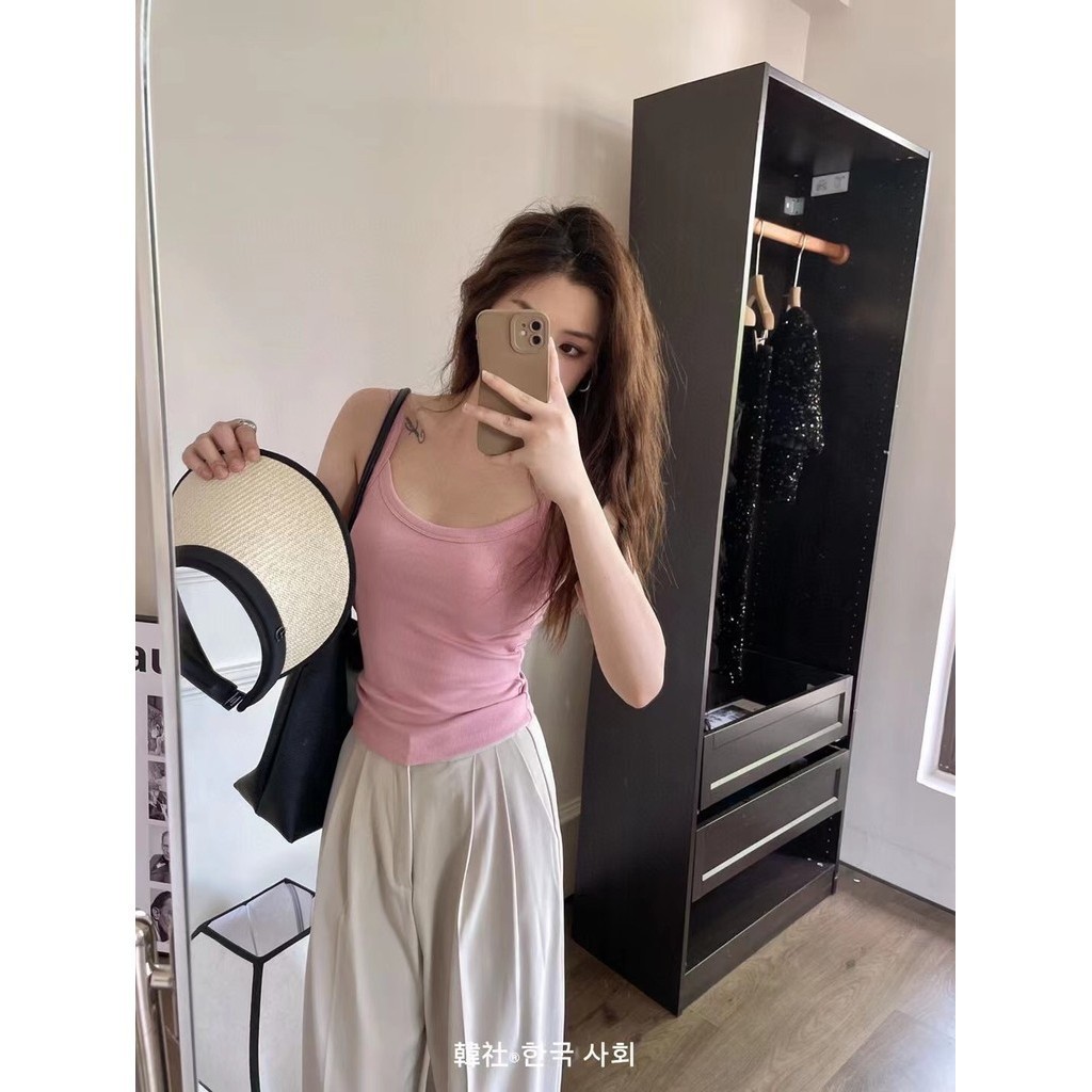 🌜Soroh🌛เสื้อสายเดี่ยว มีฟองน้ำ สีพาสเทล ครอป หลากสี เข้ารูป🌟เสื้อกล้าม สไตล์เกาหลี หลากสี มินิมอล✨#FY1019 - รูปที่ 4