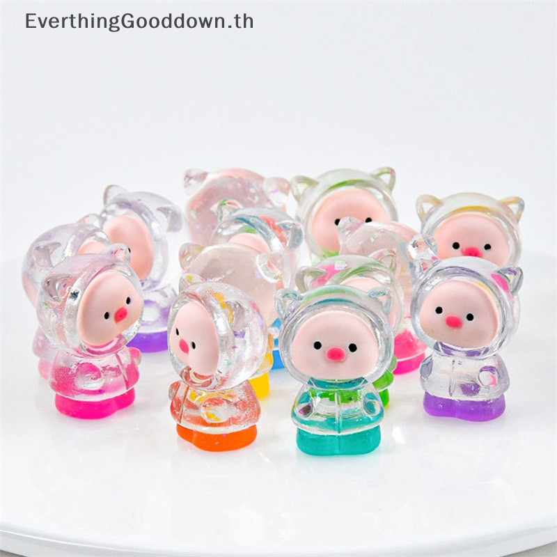 Ever 3 ชิ้น Luminous เสื้อกันฝนหมูตุ๊กตาการ์ตูน Piggy Micro ภูมิทัศน์เครื่องประดับภายในรถ Home Desktop ตกแต่ง TH