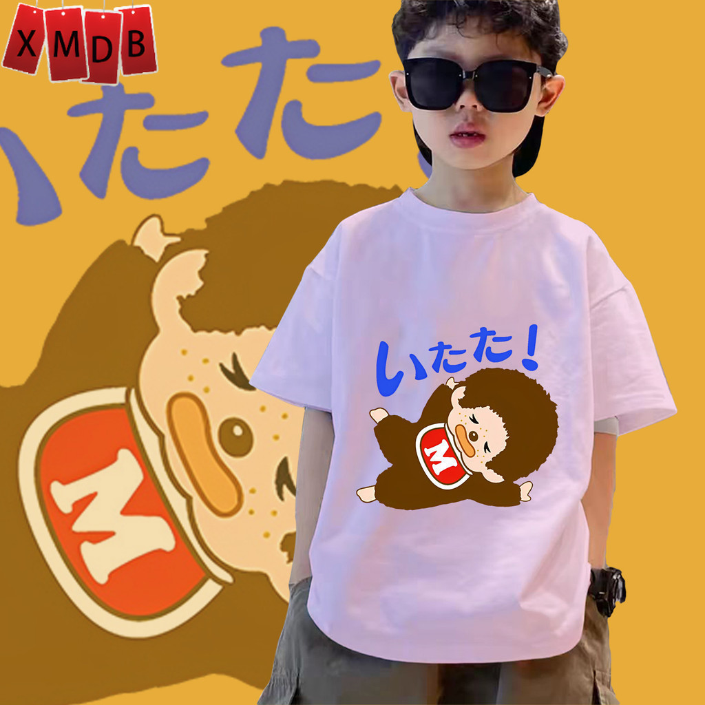 【พร้อมส่ง】เสื้อยืด เสื้อเด็ก Monchhichi มอนชิชิน่ารักๆ คอกลม t shirt ผ้าคอตตอน ไม่หด ยับยาก 100-150cm NO.14
