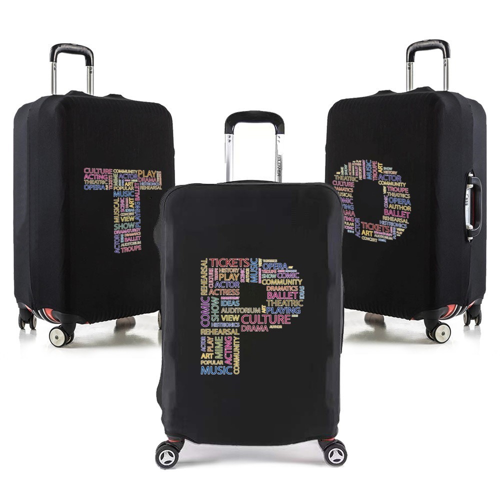 🔥 ผลิตภัณฑ์ขายร้อน ผ้าคลุมกระเป๋าเดินทาง สีพื้น ยืด Luggage Cover S/M/L/XL  ผ้าคลุมกระเป๋าเดินทาง text letter ซีรีส์