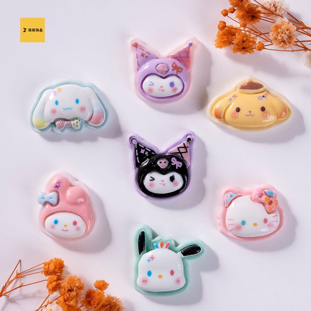 การ์ตูนน่ารักสัตว์ Sanrio อุปกรณ์เสริมสำหรับสุนัขหูใหญ่ DIY เคสโทรศัพท์ครีมกาวกิ๊บติดผมเชือกผมแฮนด์เมด