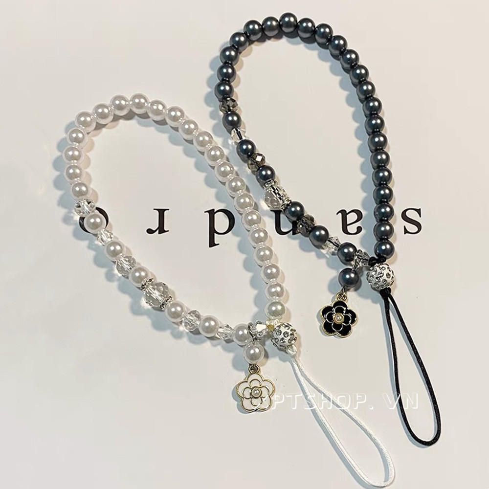 Fugui Camellia Pearl Phone Chain โทรศัพท์เชือกแขวนลูกปัดข้อมือ Handmade เชือกสั้น Universal