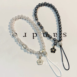 Fugui Camellia Pearl Phone Chain โทรศัพท์เชือกแขวนลูกปัดข้อมือ Handmade เชือกสั้น Universal