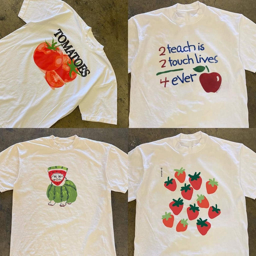 (พร้อมส่ง)เสื้อแขนสั้นคอกลม เสื้อยืด แฟชั่นฤดูร้อนผลไม้พิมพ์เสื้อยืดแขนสั้นสำหรับสุภาพสตรี COTTON100%