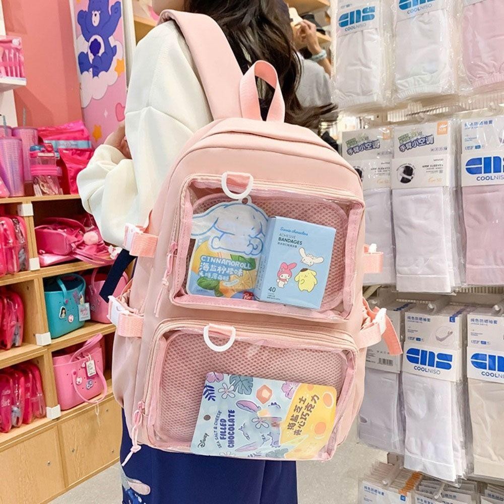 กระเป๋านักเรียน ชิวจู กระเป๋าเป้สะพายหลัง น่ารัก ความจุขนาดใหญ่กระเป๋าเก็บกระเป๋าสองกระเป๋าสําหรับนักศึกษาวิทยาลัย