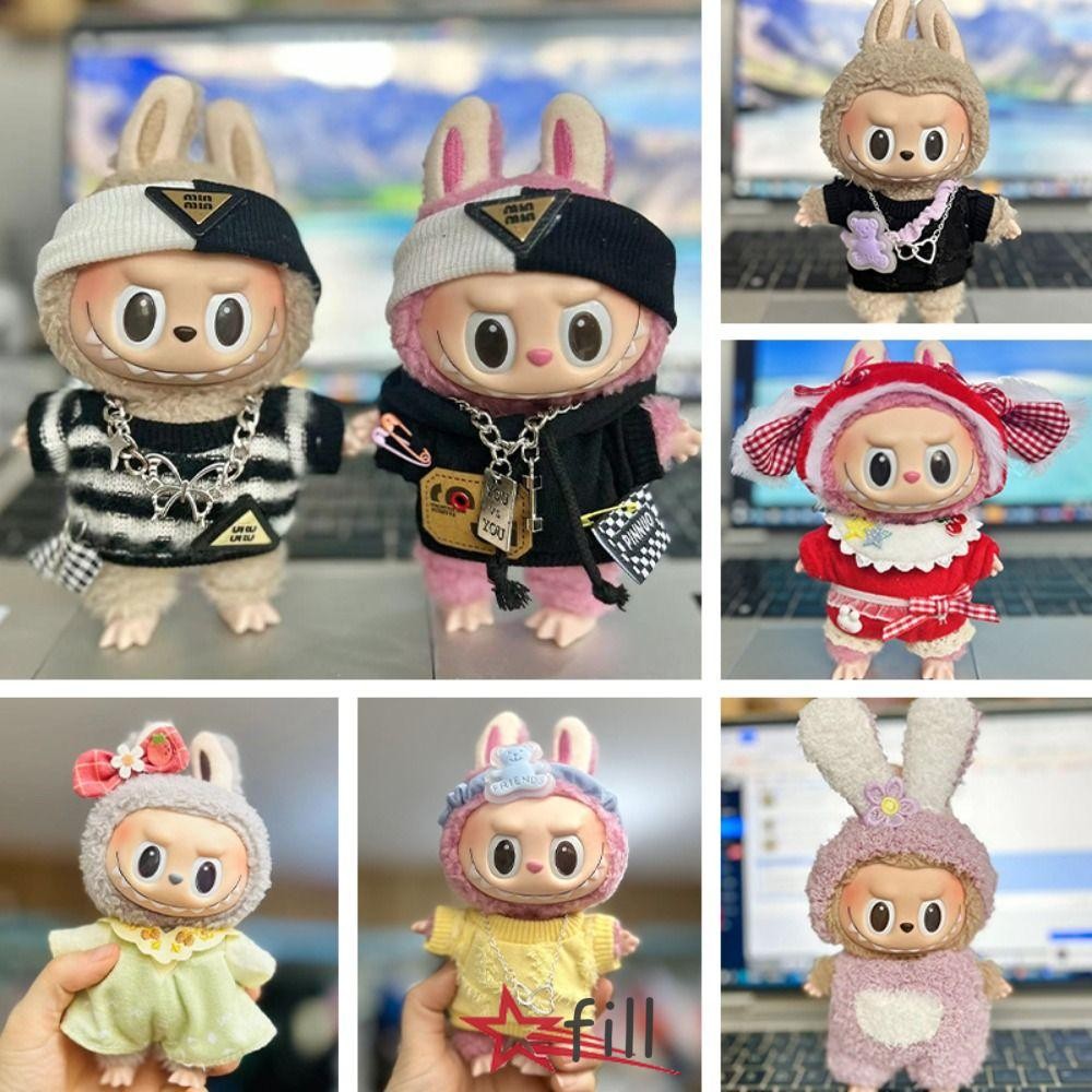 Fill Doll Skirt Sweater, Labubu Time To Chill Filled DIY Labubu Doll Clothes Set, |Doll Accessories Handmade Only Selling Clothes for 17cm Labubu Doll