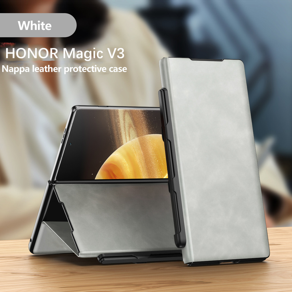 ด้วยปากกา S สําหรับ Honor Magic V3 กรณีหนังขาตั้งแม่เหล็กหรูหรา Kickstand Protector ฝาครอบโทรศัพท์