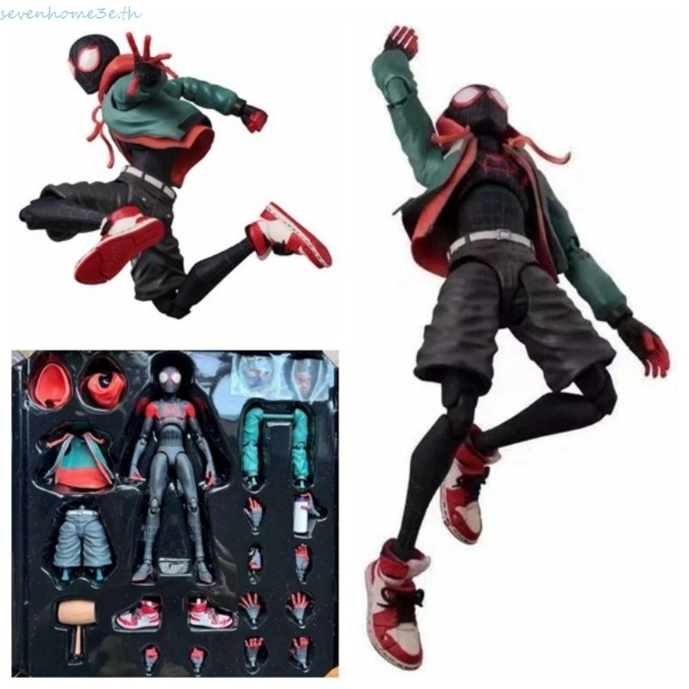 Sevenhome3e Miles อะนิเมะ Action Figure, ข้าม Spider-Verse Joint Movable Spider Man รูป, แต่งตัว Marvel Multi-Accessories Miles Morales ของเล่นเด็กของขวัญ