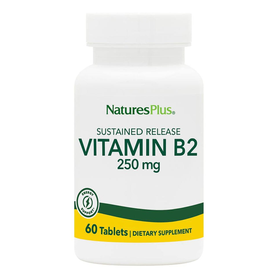 Natures Plus Vitamin B2 (Riboflavin) - 250 มก. 60 เม็ดมังสวิรัติ - Sustained Release