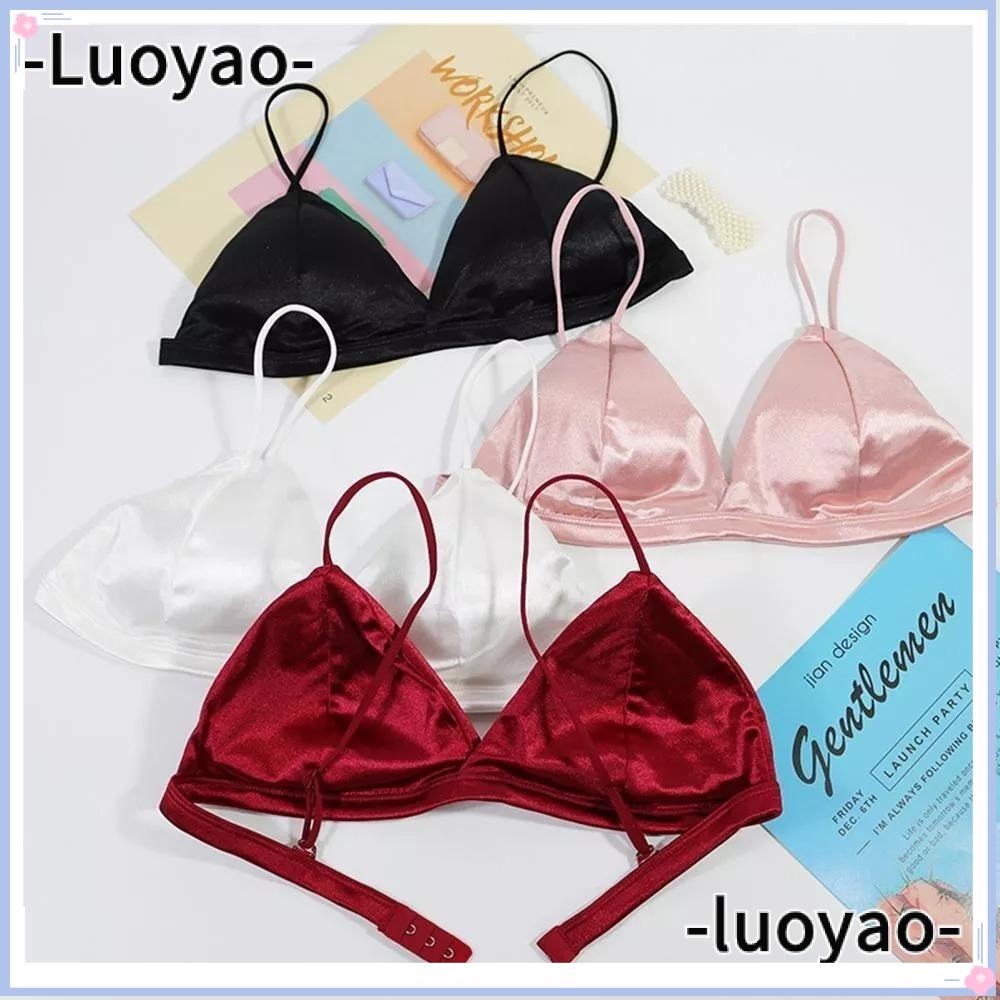Luoyao ผู้หญิง Bras,ไม่มีรอยต่อลึก V-shape ซาติน Bra, Lady Breathable โพลีเอสเตอร์ Push Up Bralette