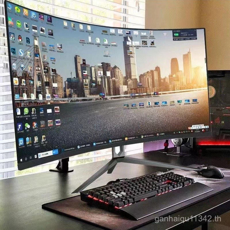 จอโค้งใหม่24นิ้ว27นิ้ว32/75Hz/144Hz/จอเกมไร้ขอบจอคอมพิวเตอร์สำนักงาน