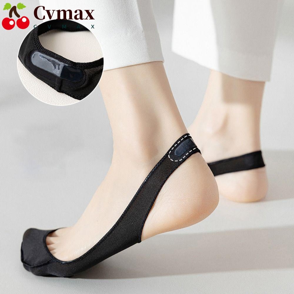Cvmax ลื่นถุงเท้าที่มองไม่เห็น,ลื่นสีดําNudeสีขาวผู้หญิงถุงเท้าครึ่ง,หนึ่งขนาดไนลอนToe Coverสไลด์รองเท้าแตะถุงเท้าผู้หญิง