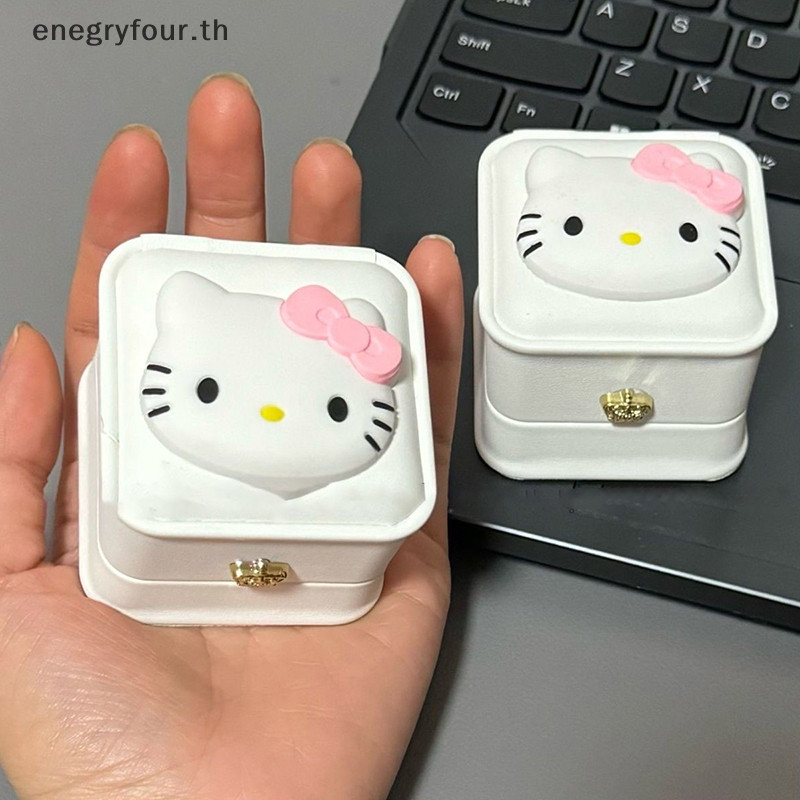 SANRIO ของขวัญ & ของเล่น 2024 ใหม่ ซานริโอ สวัสดี คิตตี้ แหวนกล่องเก็บสารภาพกล่องแหวนกํามะหยี่สีขาวกล่องเครื่องประดับแฟนของขวัญสาวที่ชื่นชอบ .