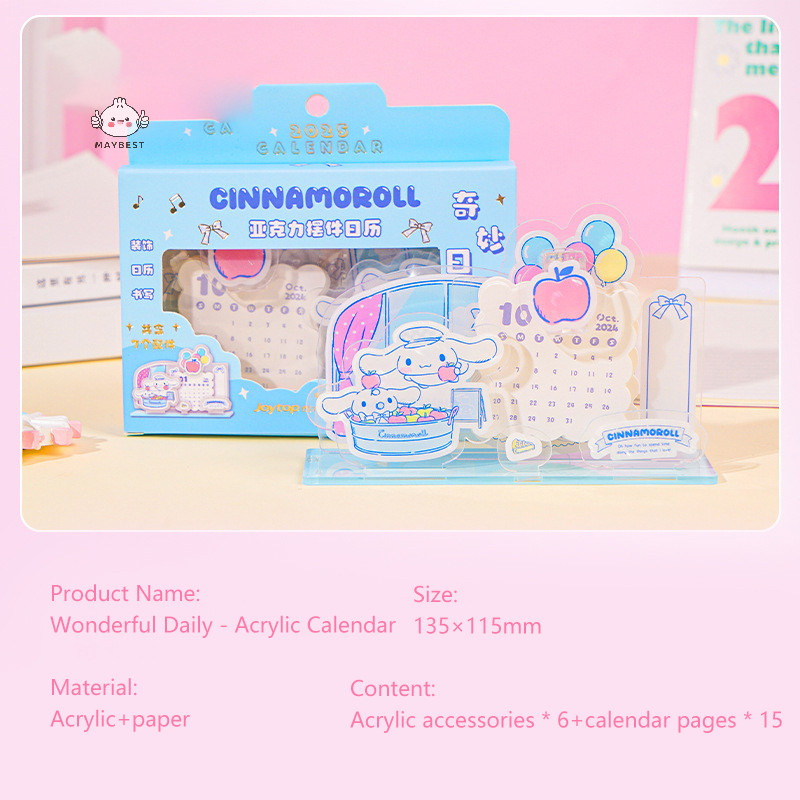 {maybest} 2025 ปฏิทินตารางรายวันการ์ตูนน่ารัก Kuromi Cinnamoroll Melody อะคริลิคปีปฏิทินสาวโต๊ะเครื่องประดับขนาดเล็กของขวัญ {TH}