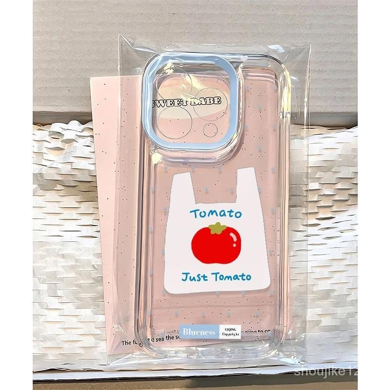 เคสโทรศัพท์ใสสไตล์ INS กันกระแทกมะเขือเทศสำหรับ iPhone 11/12/13/14/15 PRO MAX/7plus/8PLUS/11pro/13Pro/XR/XS MAX 8su9