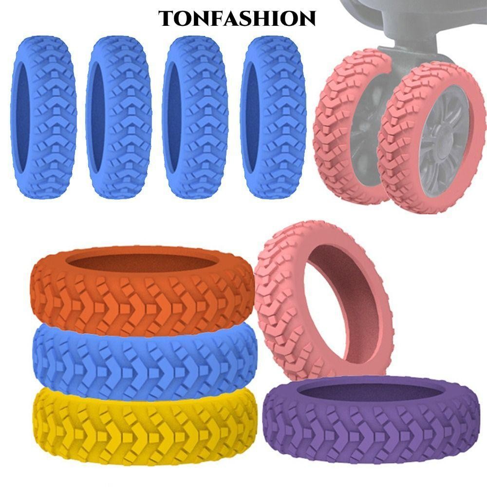 Tonfashion ฝาครอบล้อกระเป๋าเดินทาง แบบซิลิโคน ลดเสียงรบกวน 8 ชิ้น ต่อชุด
